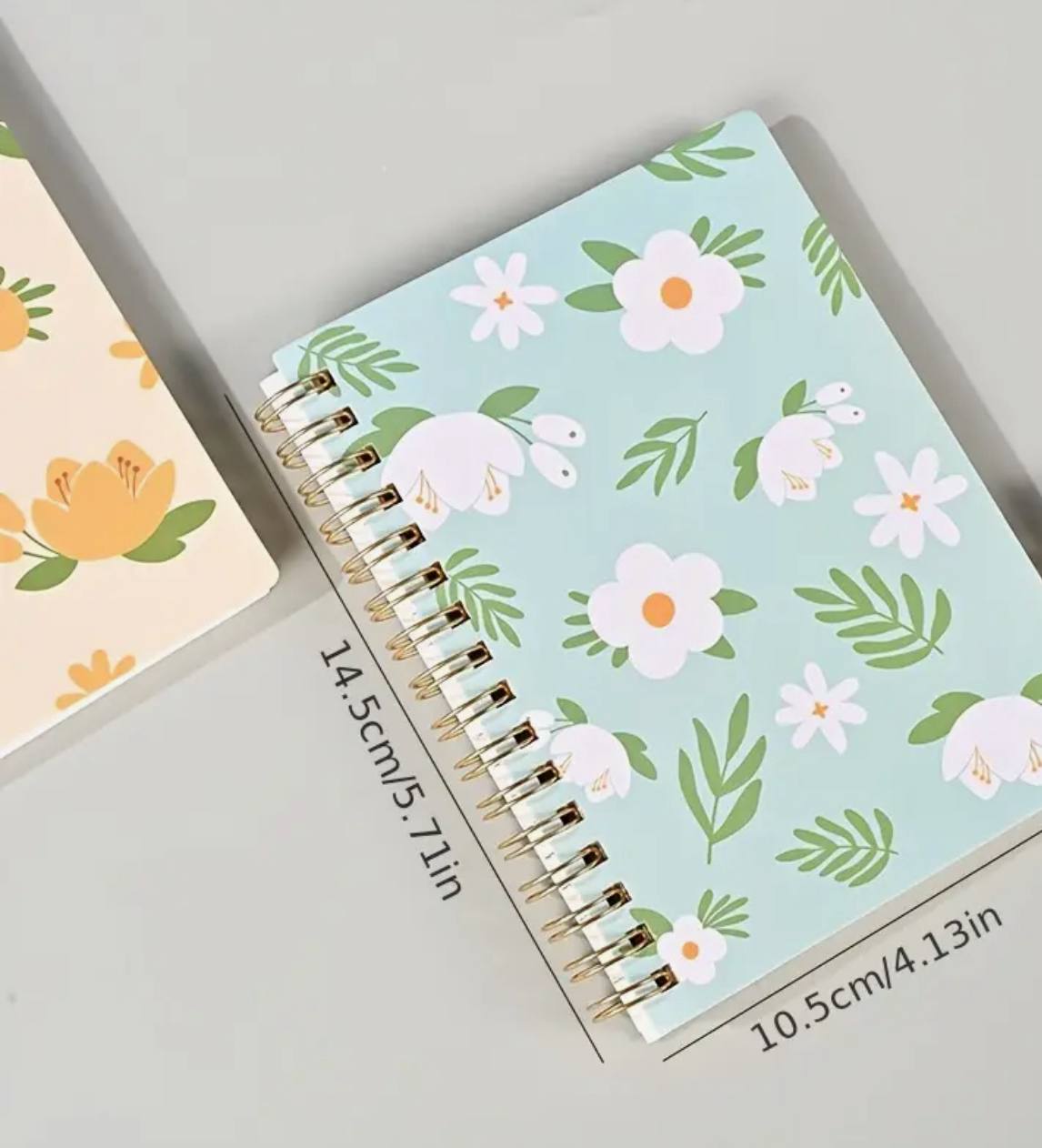 4-Pack Spiral Notebooks A5 – Fresh Floral Design, Portable Tear-Off Notepads with Paper Covers